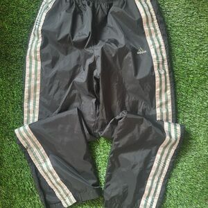 Adidas Kids Black Joggers with Silver Stripes